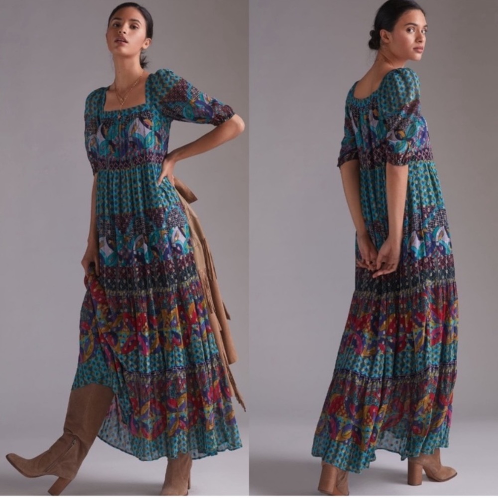 Anthropologie Abstract Maxi Dress